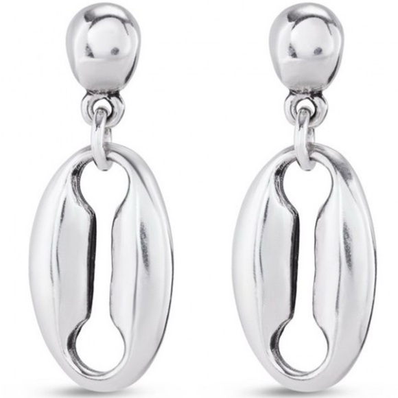 UNO de 50 Jewelry - Uno de 50 Earrings - Thankful Silver with Medium Pendant Link